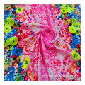 Padrão de flor de alta qualidade Rosa quente Tabela de tecido químico Bordado de tecido personalizado Impressão de tecido